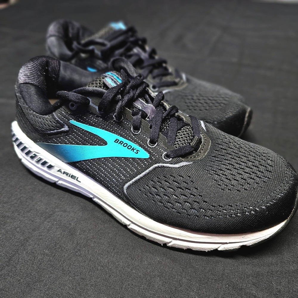 Brooks Ariel 20 Womens 9.5 B Black Blue Stability Running Shoes 120315